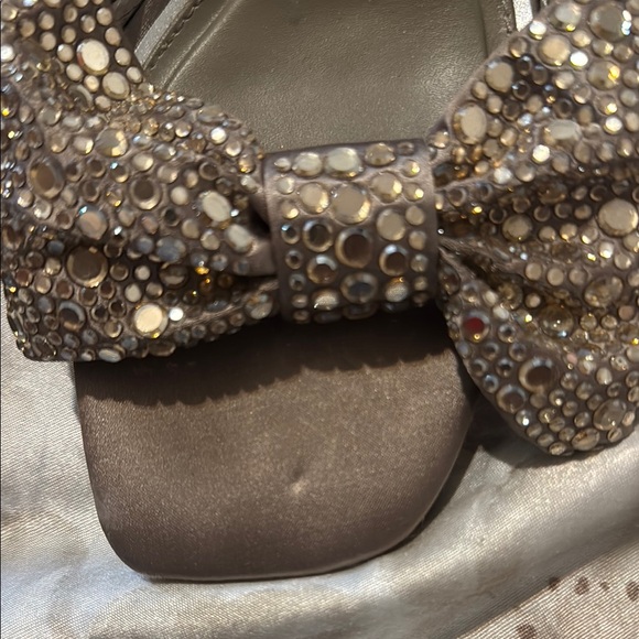 Zara Women's Gold Bow Heeled Sandals - Picture 5 of 12